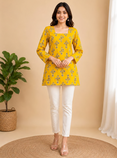 Premium cotton printed short kurti