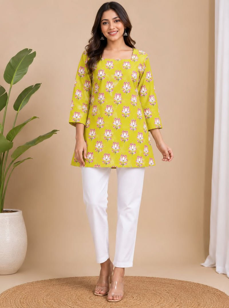Premium cotton printed short kurti