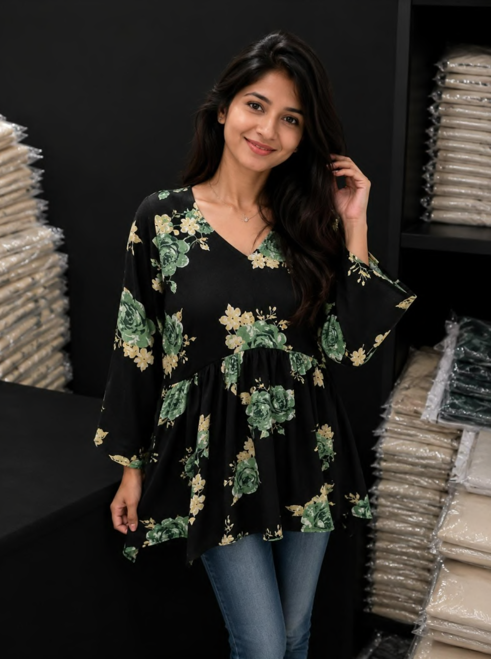 Cotton printed designer top