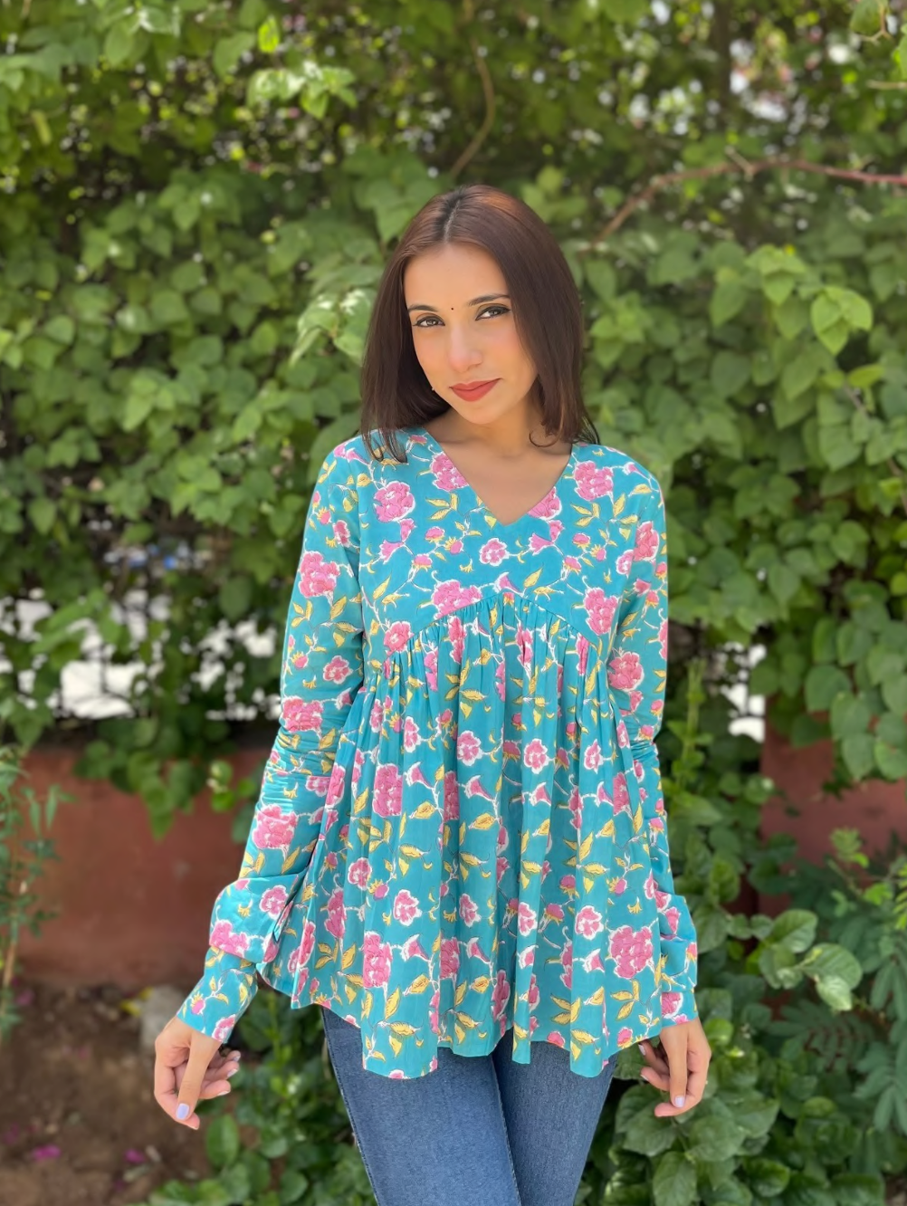 Cotton printed designer top