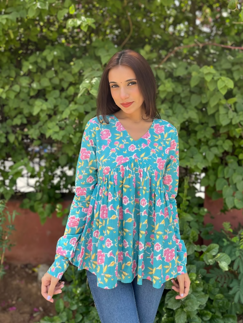 Cotton printed designer top