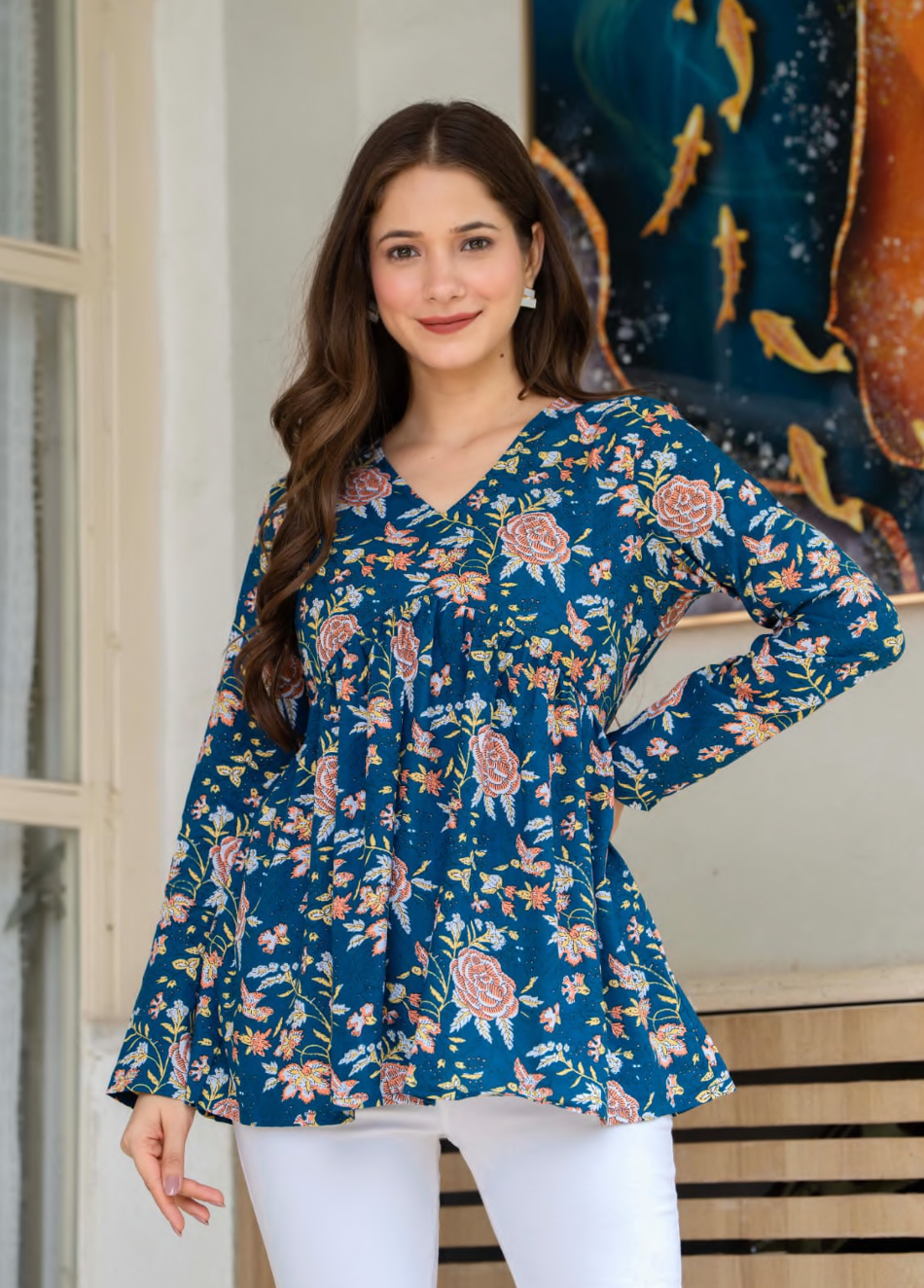 Cotton printed designer top