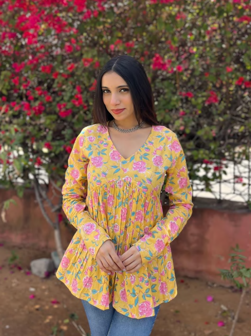 Cotton printed designer top