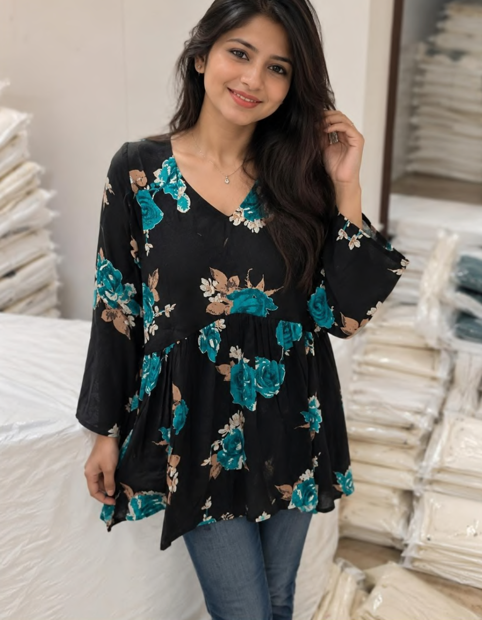 Cotton printed designer top
