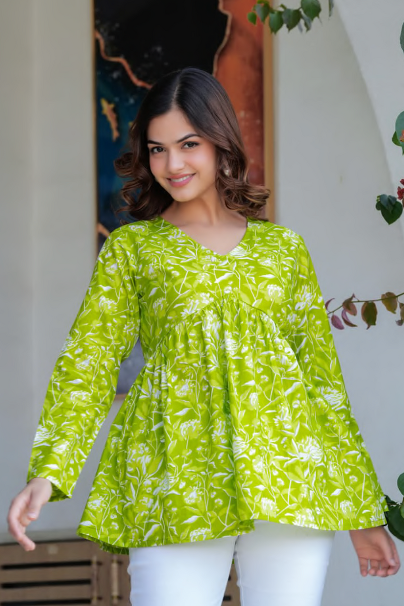 Cotton printed designer top
