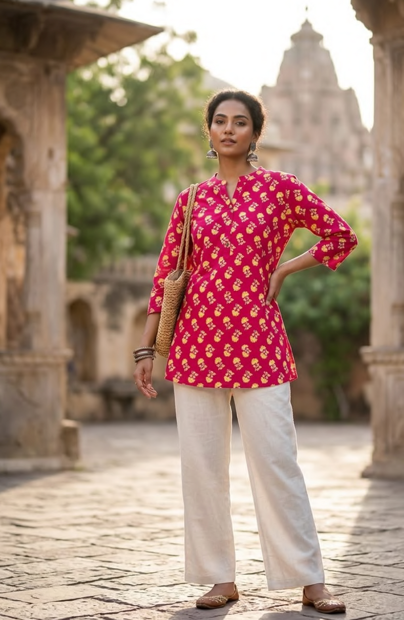 Cotton printed short kurti