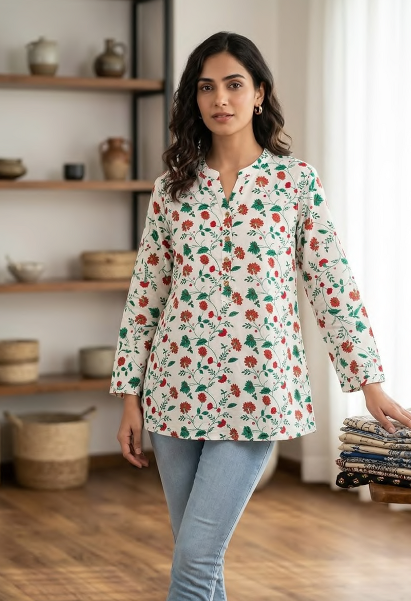 Cotton printed short kurti