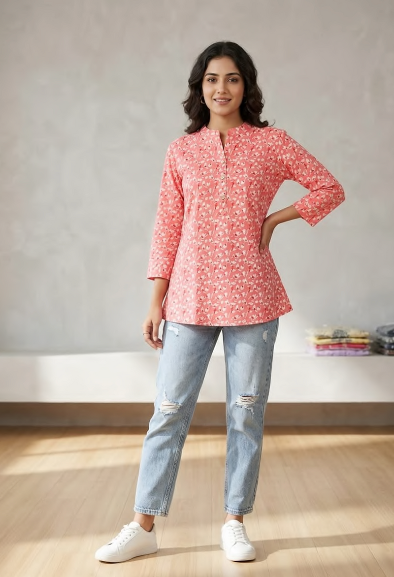 Cotton printed short kurti