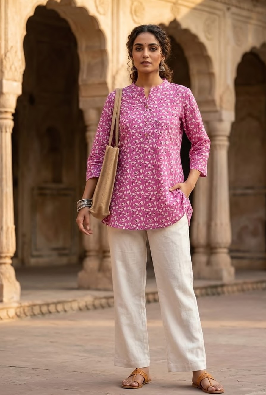 Cotton printed short kurti