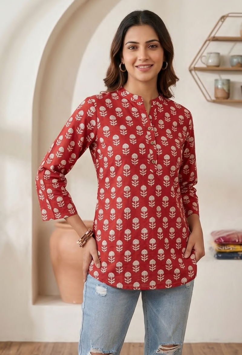 Cotton printed short kurti