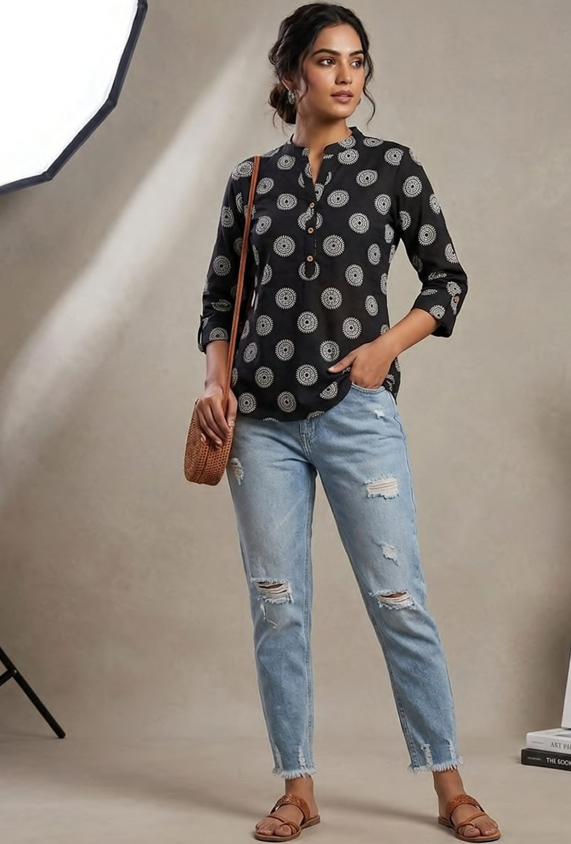 Cotton printed short kurti