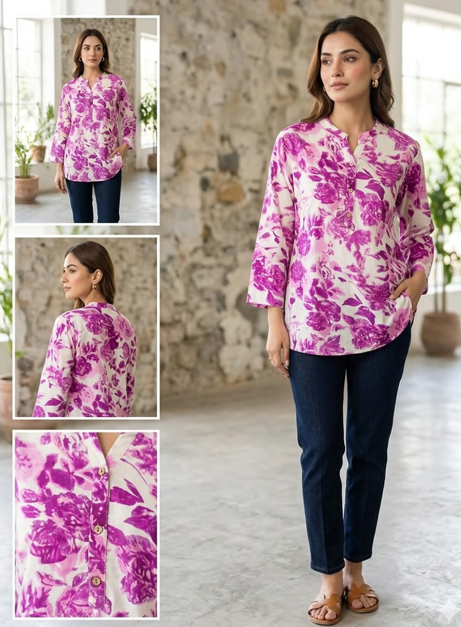 Cotton printed short kurti