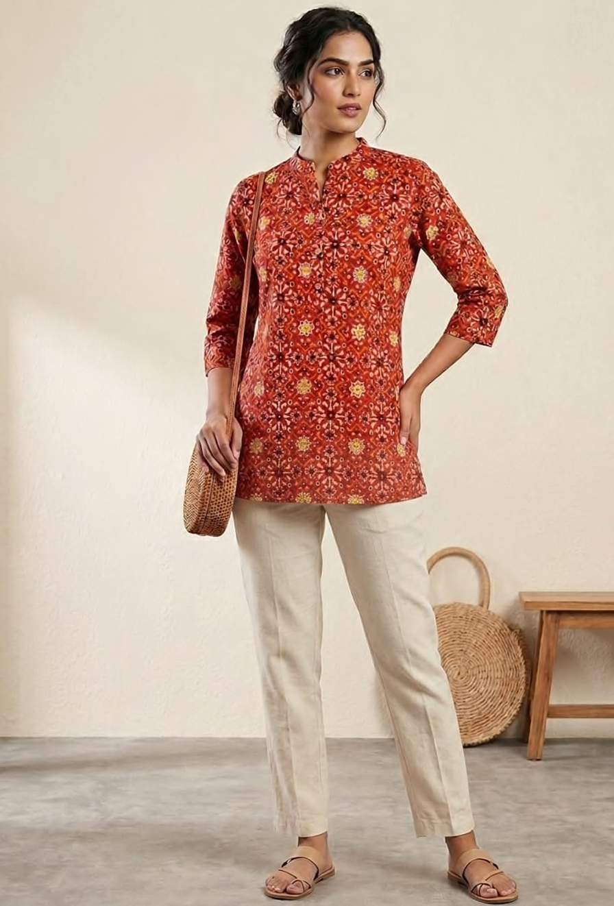 Cotton printed short kurti
