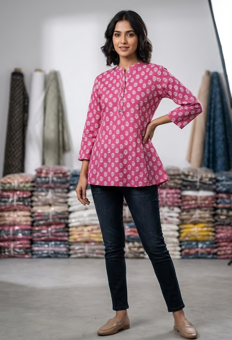 Cotton printed short kurti