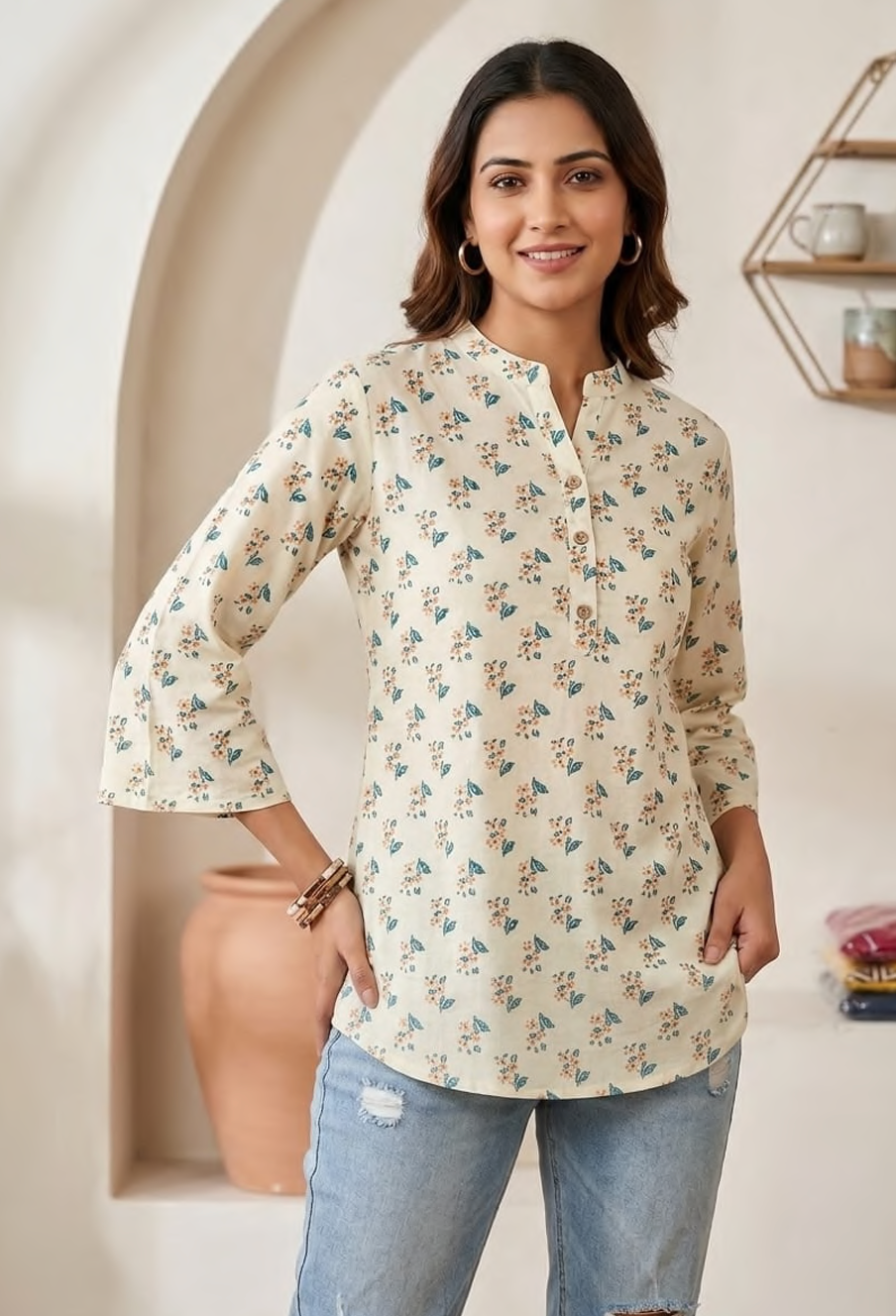 Cotton printed short kurti