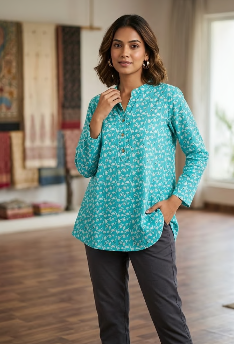 Cotton printed short kurti