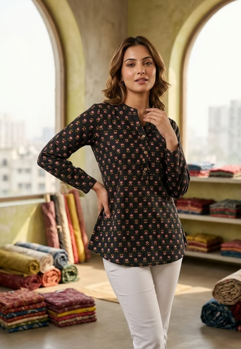 Cotton printed short kurti