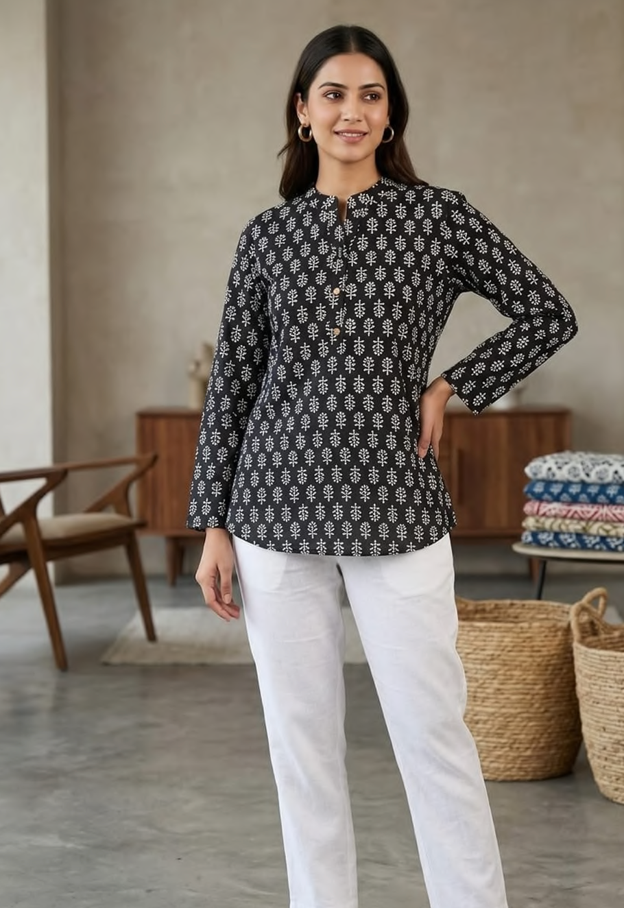 Cotton printed short kurti