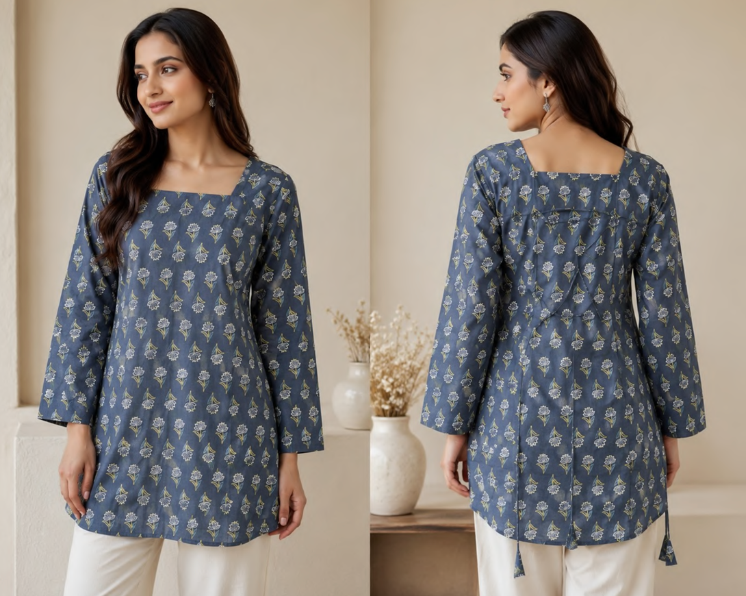 Cotton back tassel top full sleeves