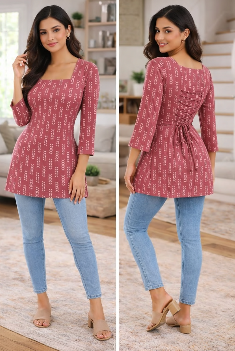 Cotton back tassel top full sleeves