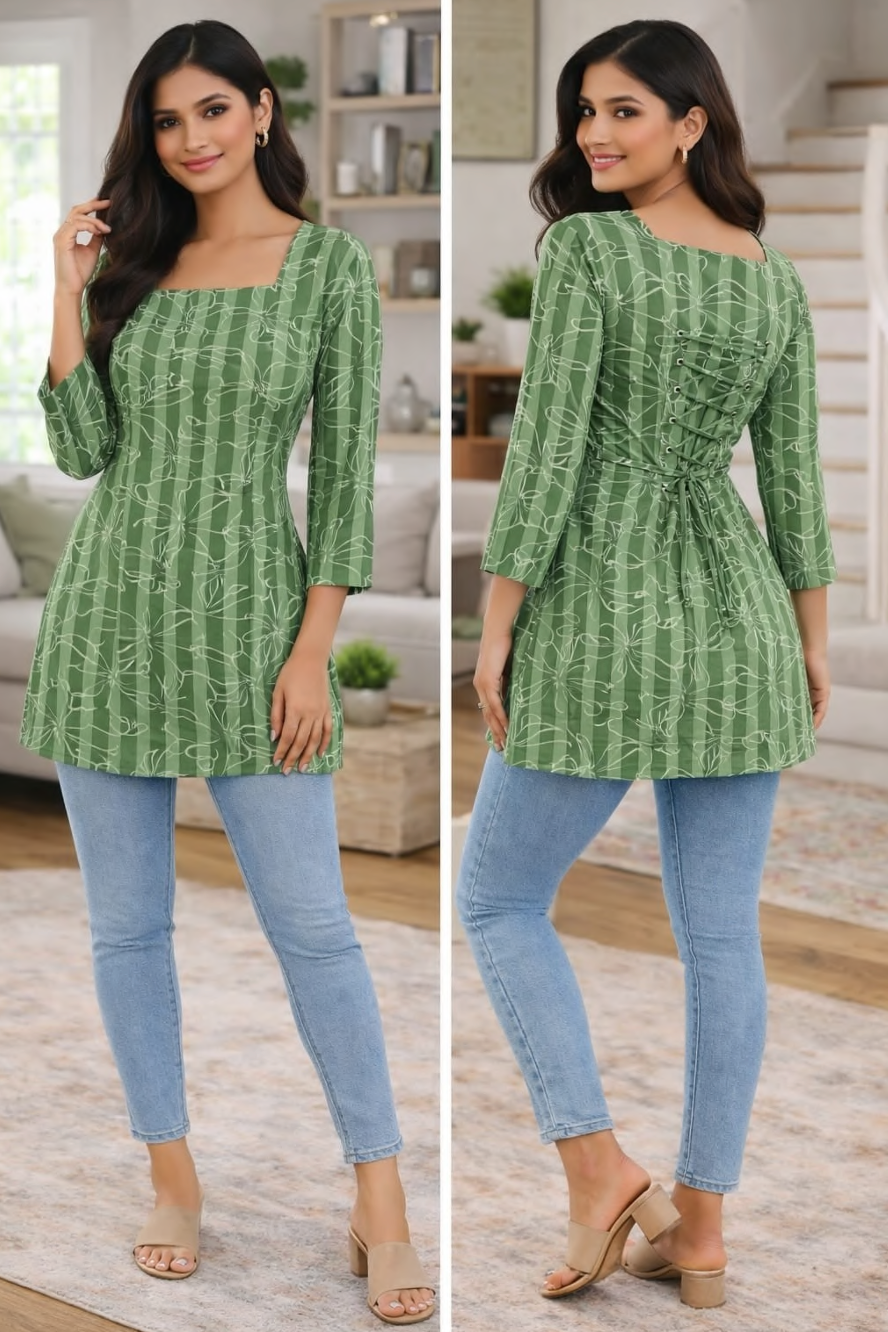 Cotton back tassel top full sleeves