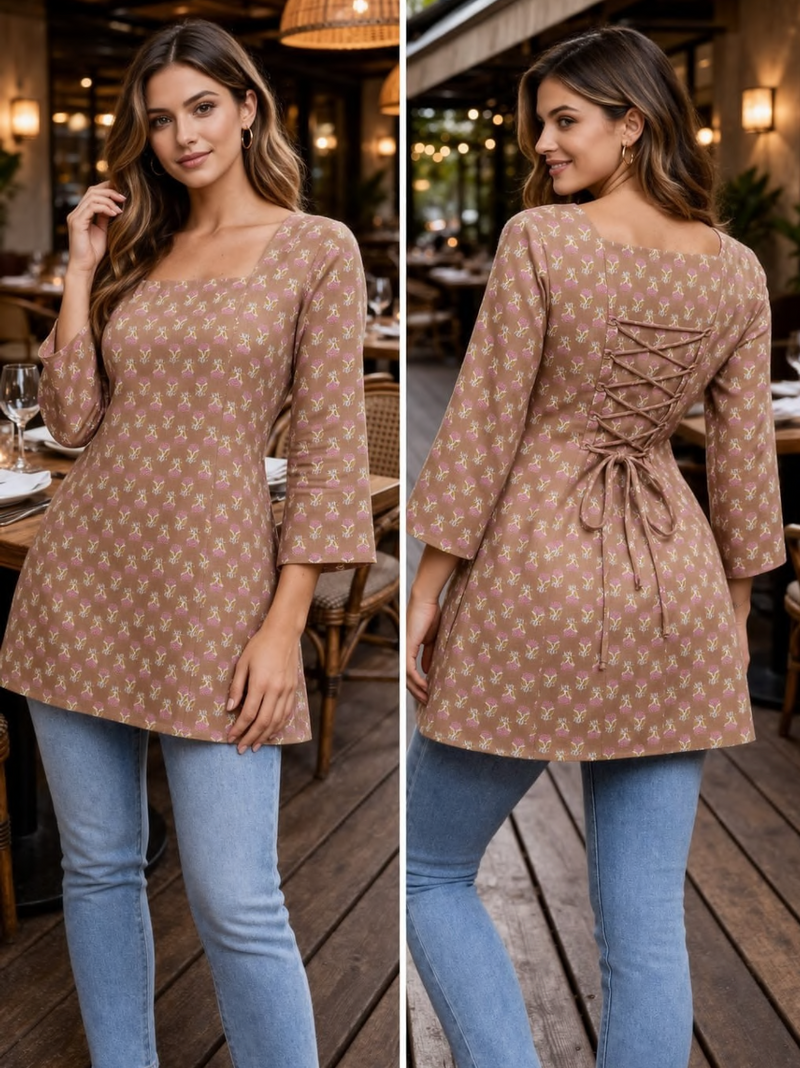 Cotton back tassel top full sleeves