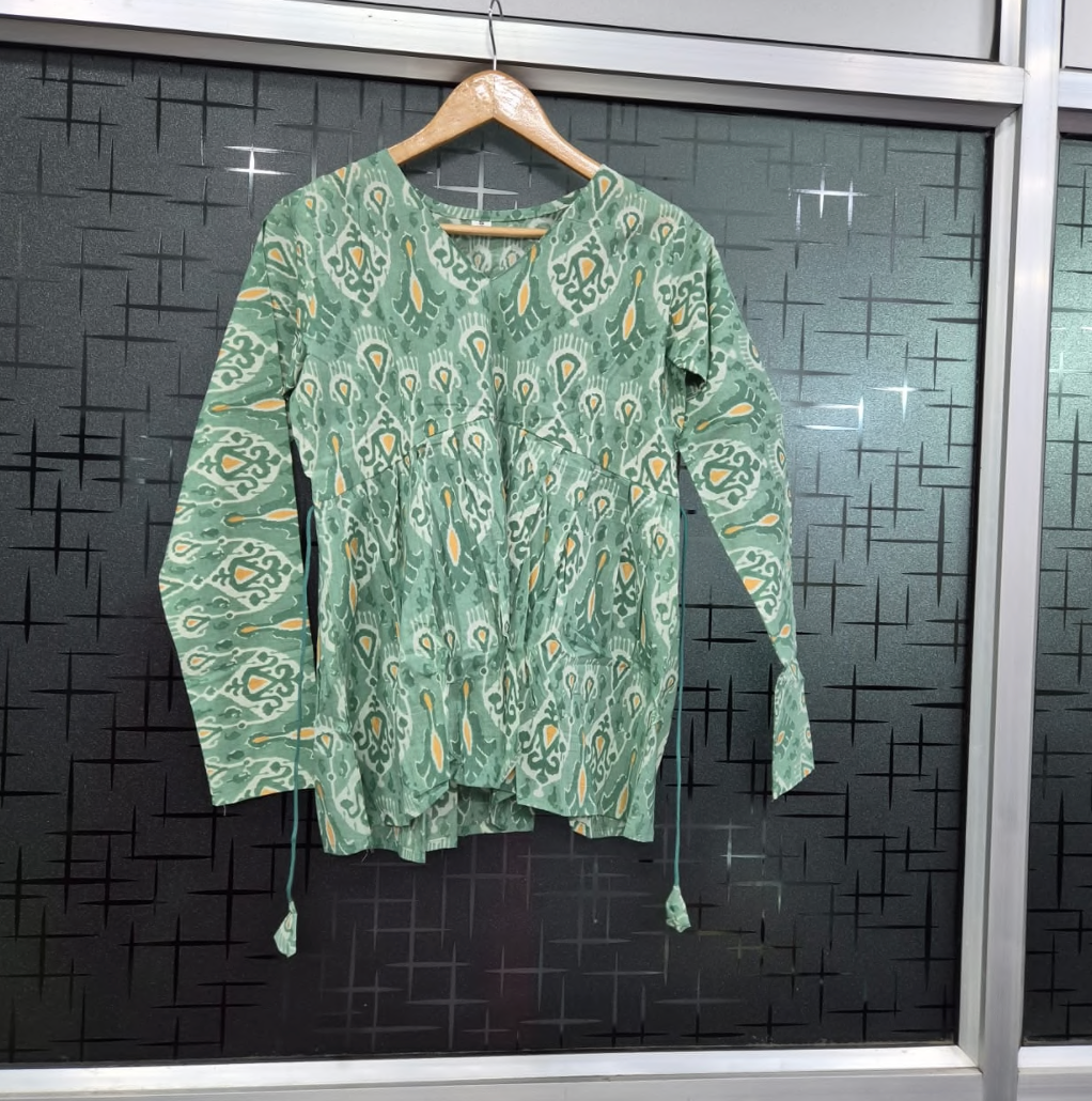 Pure Cotton, tessels, embroidery short top