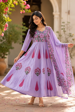 Cotton dobby Anarkali suit set