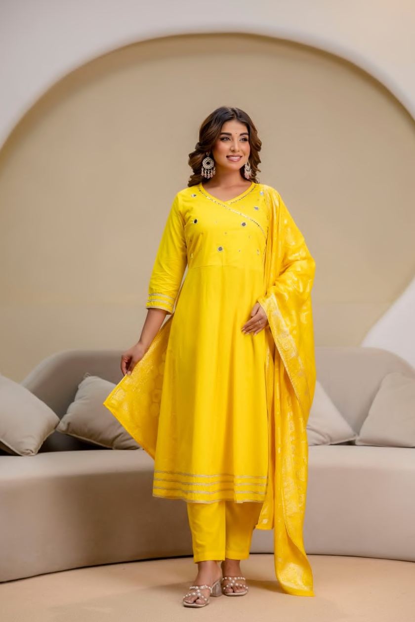Handwork, banarasi dupatta, Cotton, anarkali embroidery suit set
