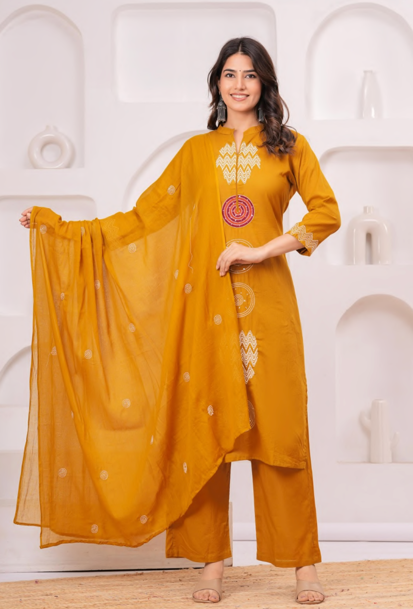 Indolady cotton suit set, silli cotton, handwork and embroidery