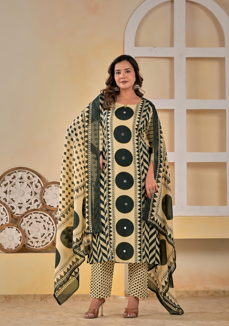 Cotton Printed Straight Suit set