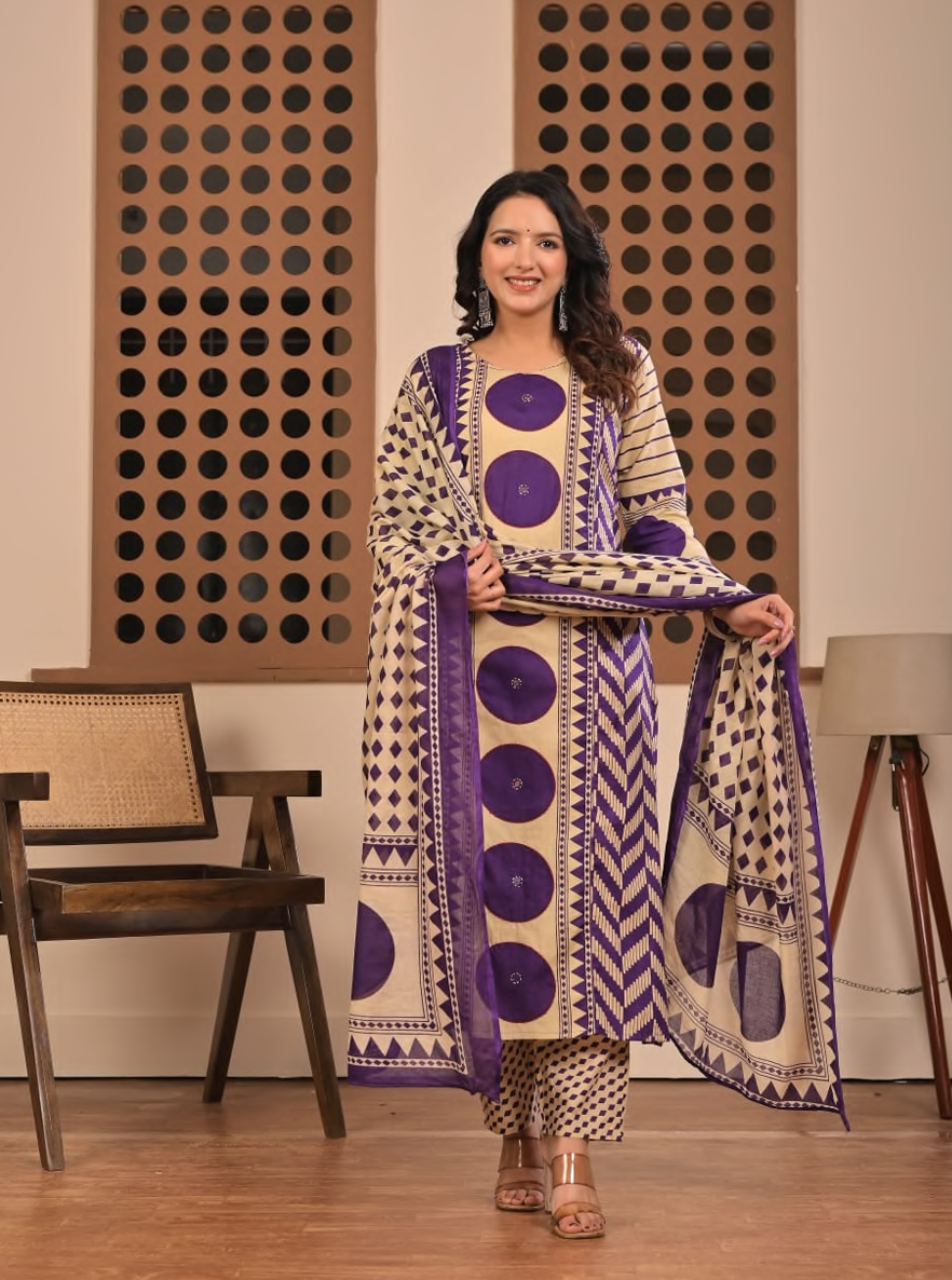 Cotton Printed Straight Suit set