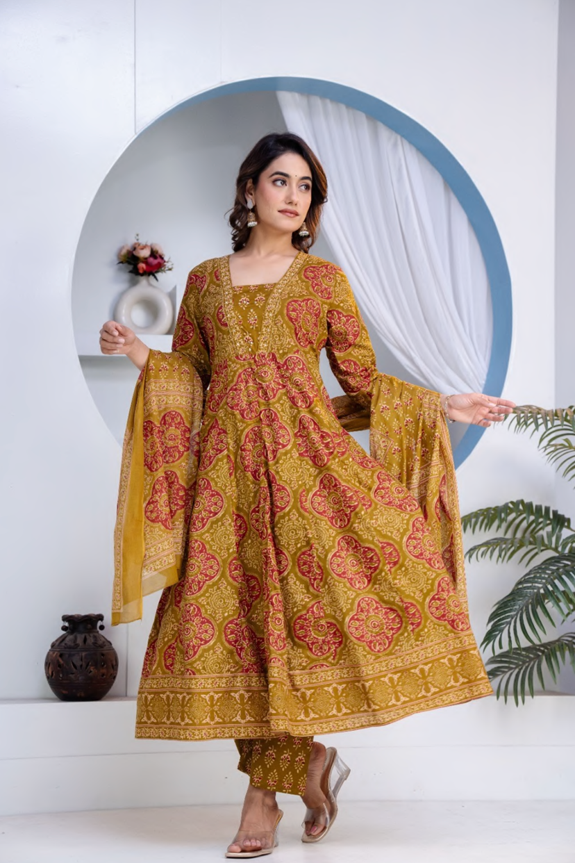 Anarkali cotton suit set